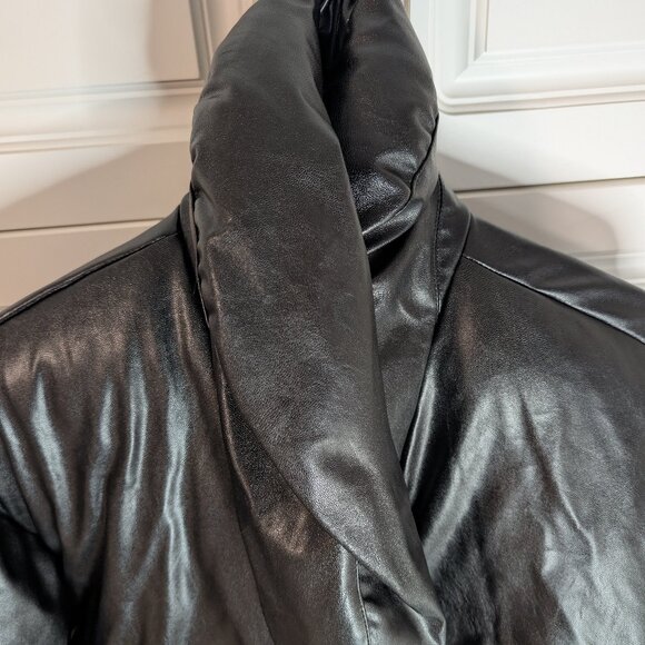 Steve Madden Evy Vegan Leather Puffer Jacket XS | Glossy Black | NWT - Picture 6 of 11